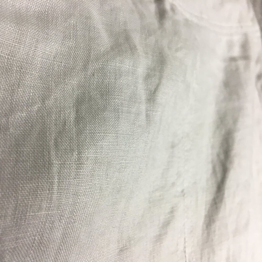 Lucy Laurel Skirt 10 Midi 100 Linen Gray Twirl Trumpet Career Casual Stripes - Picture 4 of 12